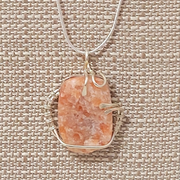 Handmade Jewelry - Natural Mexican Fire Opal Rough 925 Solid Genuine Sterling Silver necklace 20"